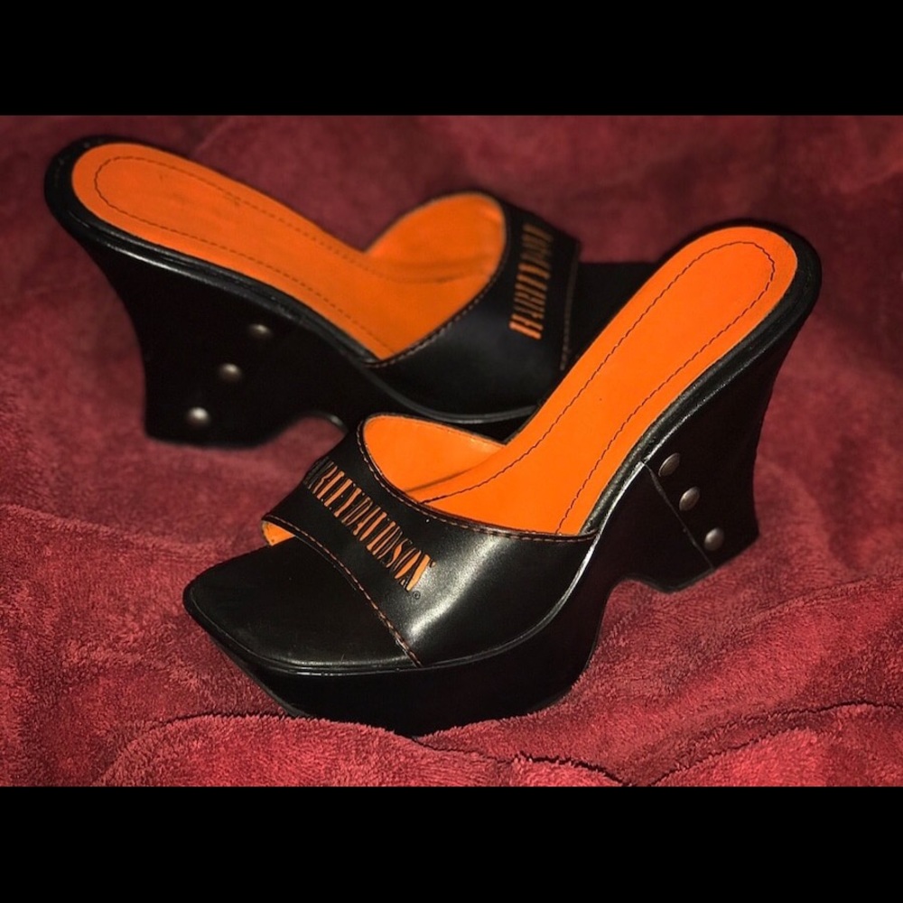 Authentic Vintage Harley Davidson Platform Wedges